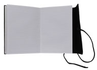 black leather wrapped softcover diary with tie closure